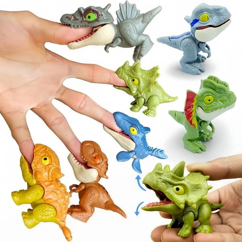 Kids Finger Biting Dinosaur Toys Movable Joints Funny Tricky Children Simulation Mini Dinos Model Boys Birthday Christmas Gifts 3