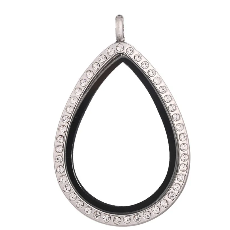 5PCS Drop Shape Rhinestone Glass Living Memory Floating Charms Lockets Pendants Jewelry Making Medallion for Photo Necklaces