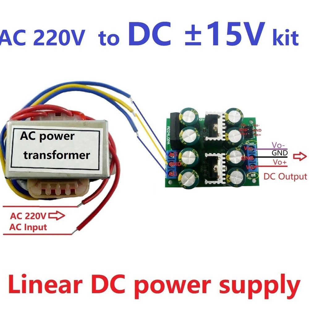 Kit de Alimentação Linear de Baixo Ruído Ad24lopa 12w ac 220v para Dual dc +5v 12v 15v Ac-dc 78xx 79xx Conversor Ldo Linear Duplo