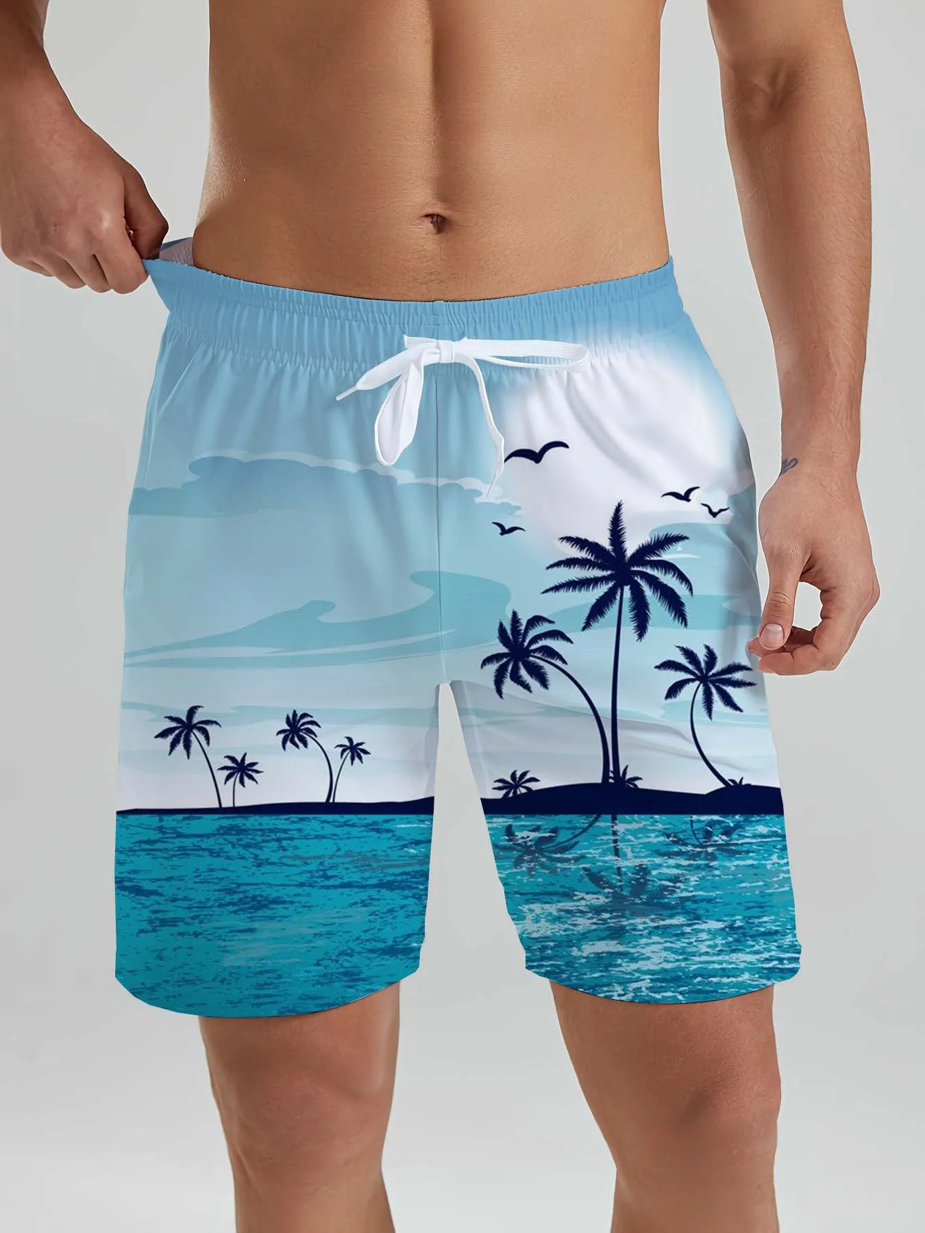 Hawaiian flamingo Vacation Beach Shorts For Men Summer New Casual Street Short Coco Beach3D Printed  Board Shorts  Swim Trunks 2