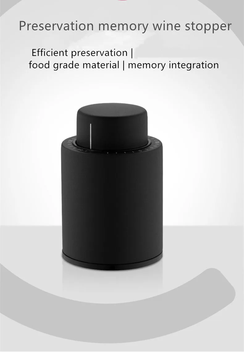 Description Picture 2 of item5PCS Black ABS Vacuum Wine Bottle Stopper Sealed Storage Vacuum Memory Wine Stopper Push Style Bar Tools Barware Wine Cork