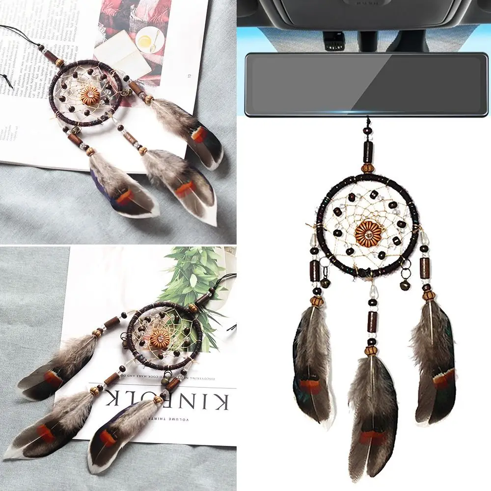수제 홈 깃털 바람 종소리 자동차 펜던트, 자동 장식, 자동차 인테리어 액세서리, 드림 캐처