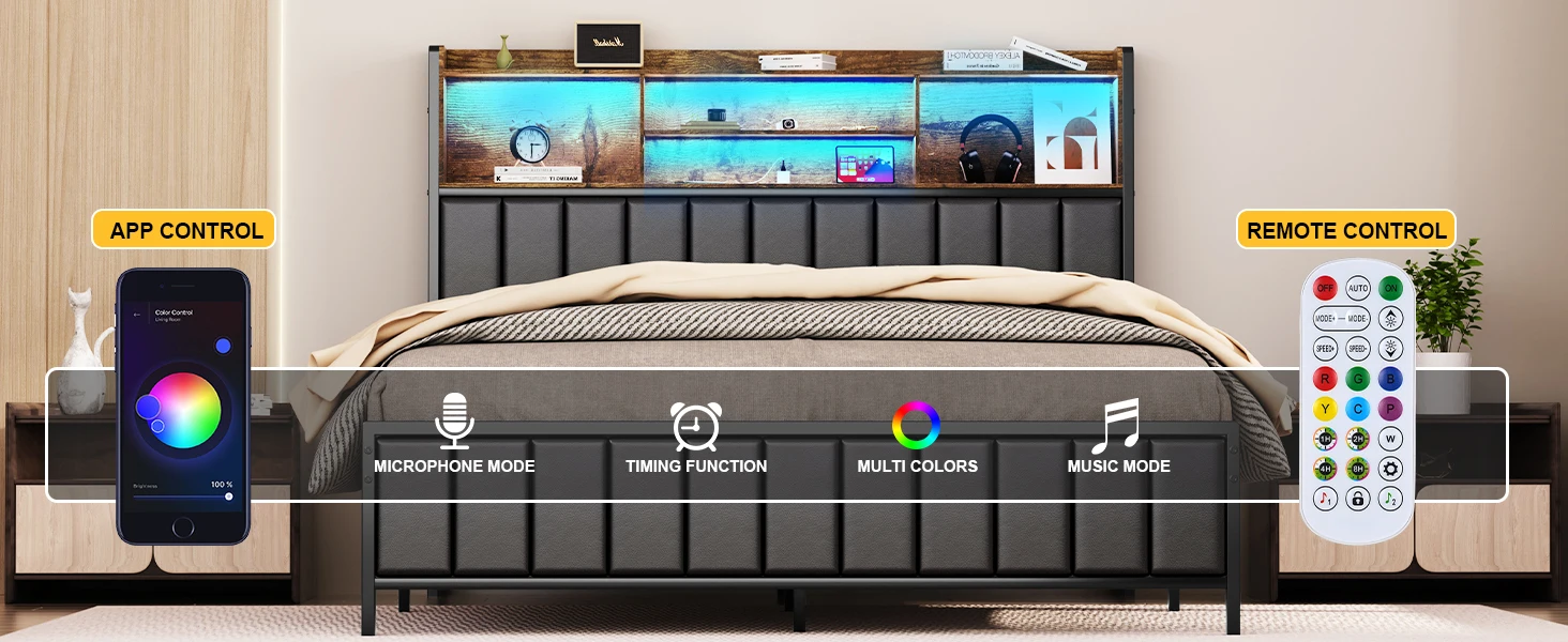  bed frame with light