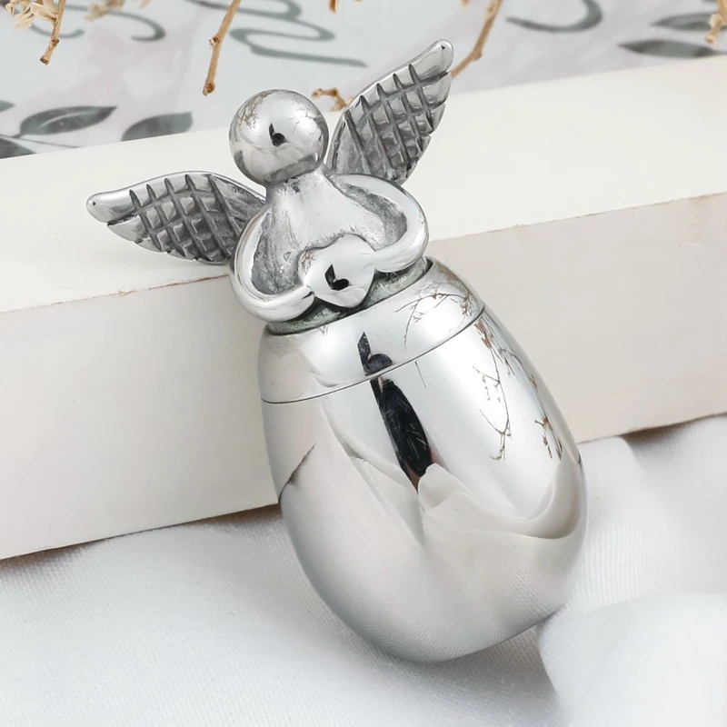 Cute Angel Wing Heart Memorial Keepsake Stainless Steel Cremation Urns For Human Pet Ashes Can Be Engraved Memorial Ashes Holder Cremation Urn