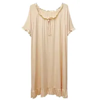 150kg Oversized Loose Night Dress Women Korean Ruffles Pajamas Short Sleeve Solid Home Wears Maternity Long Nightgown Sleepwear - Image 6