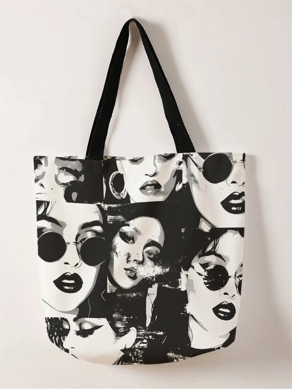 1pc,vintage handbag, reusable fashionable handbag, multifunctional handbag, printed canvas shopping bag