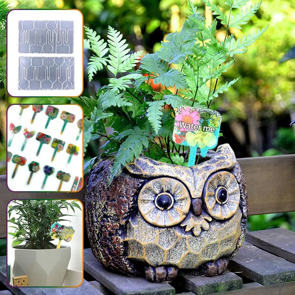 1pc DIY Flower Label Card Gardening Sign Plant Label Silicone Mould Label Crystal Epoxy Resin Mold Handmade Crafts Tool Mold