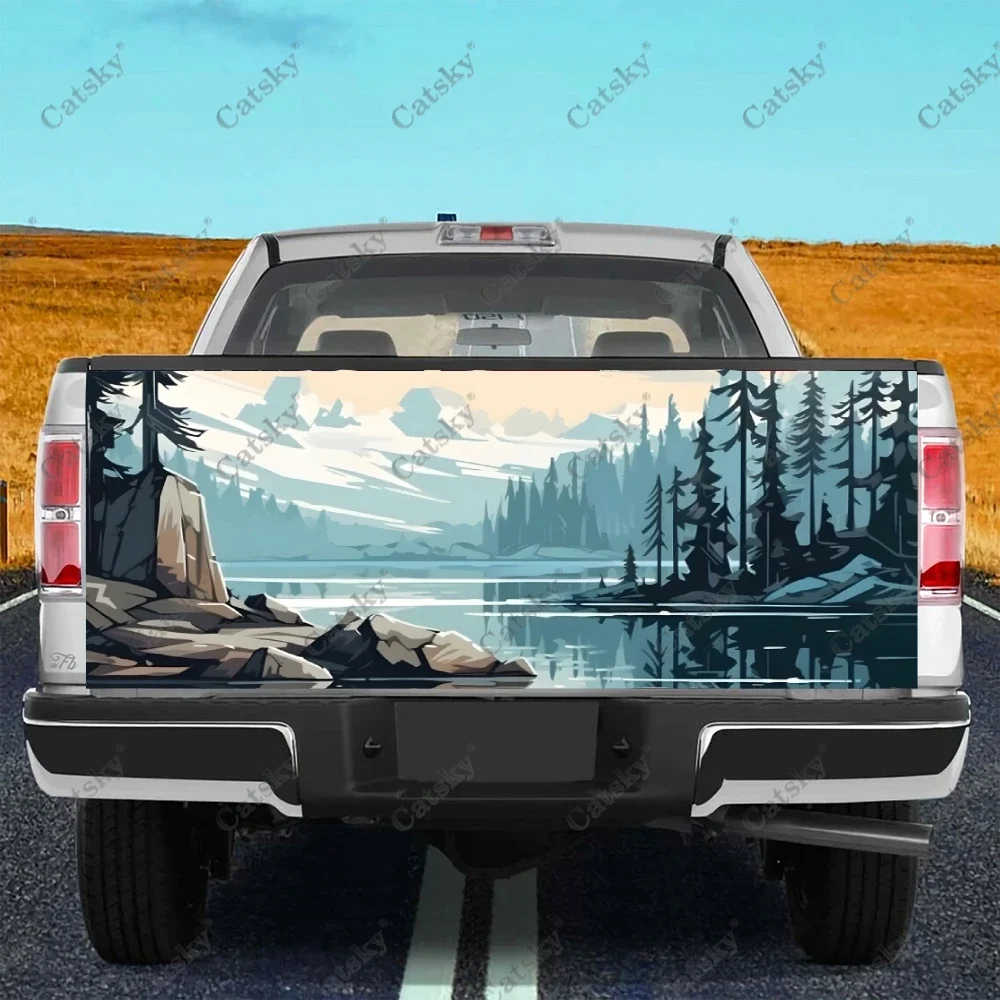 

Mountains with Lake and Trees Truck Tailgate Wrap Professional Grade Material Universal Fit for Full Size Trucks Weatherproof