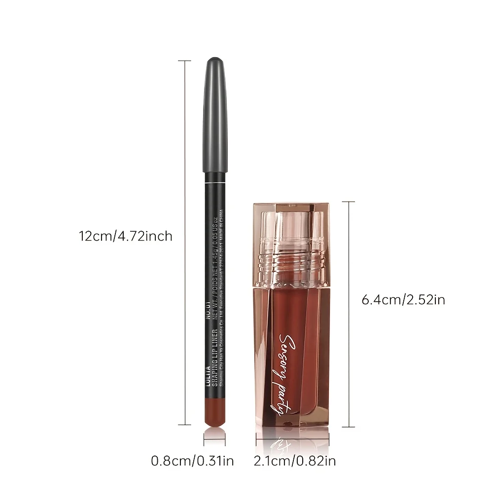 Conjunto de Lápis Labial Matte de Longa Duração Pudaier - Acabamento 3D Preciso e Luminoso em Tons de Marrom, Rosa, Roxo e Vermelho - Versátil para Qualquer Estilo de Maquiagem_voghion.com