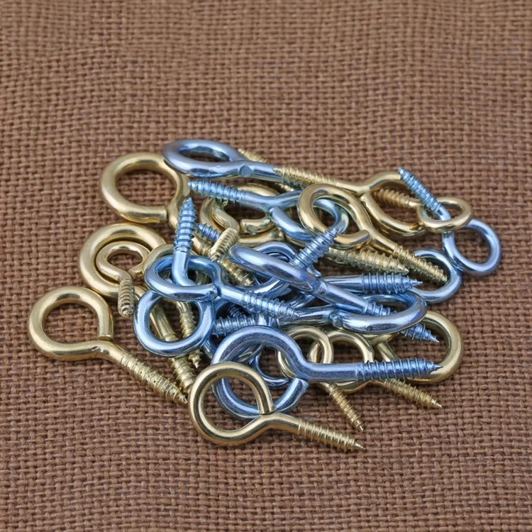 0#-14# Blue Zinc Copper Plated Closed End Light Hook Screws O Ring Hooks  Sheep Eye Hook Self-tapping Screws Eye Screws Bolts