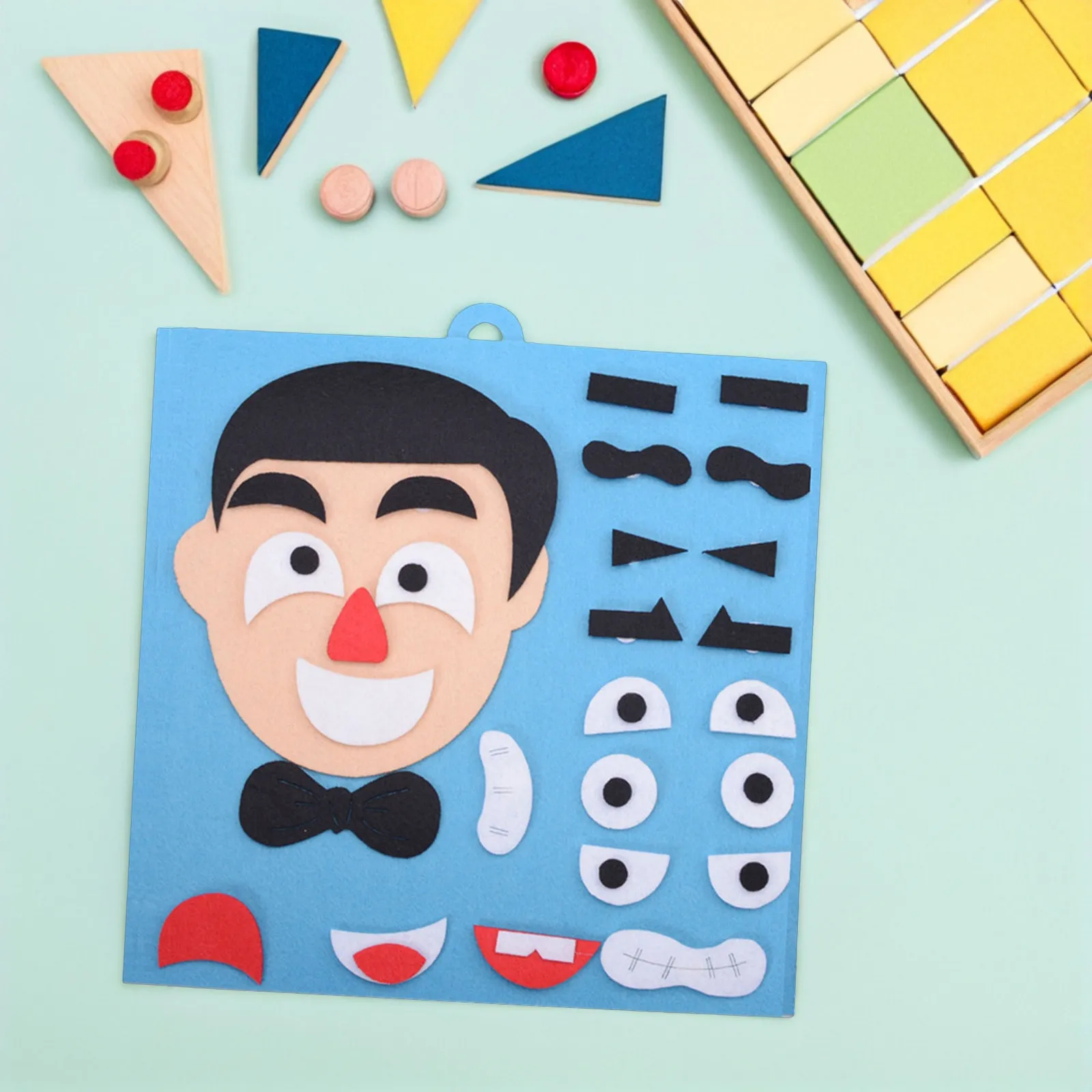1Pcs 얼굴 변화 학습 조기 발달 교육 퍼즐 세트 하늘색 부모 자녀 상호 작용