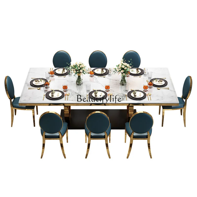 

Marble Dining-Table Simple Modern Hong Kong Rectangular Affordable Luxury Style