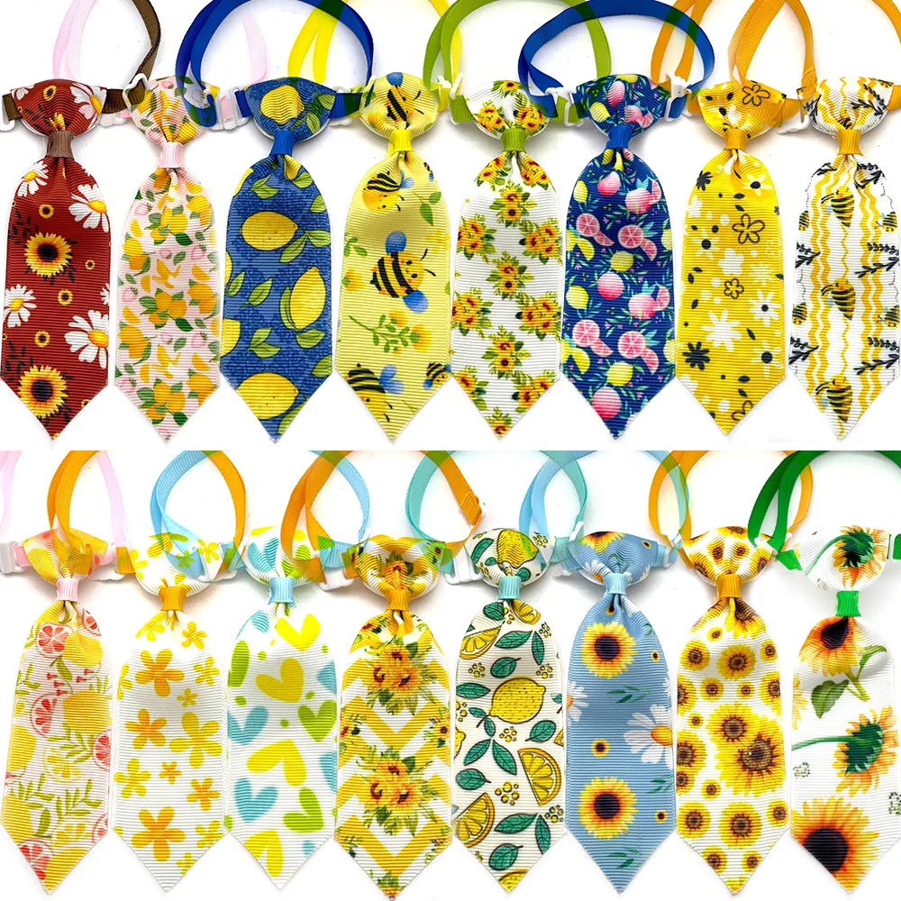 

30/50pcs Spring Dog Ties Pet Grooming Supplies Sunflowers Pattern Colorful Small Dog Cat Bowties Neckties Cute Pet Dog Supplies