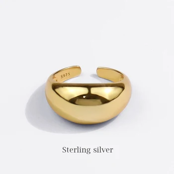 Anello in Argento Sterling 925 per Donna e Uomo, Design Geometrico Liscio, Regolabile, Gioielli da Festa, Vendita all'Ingrosso