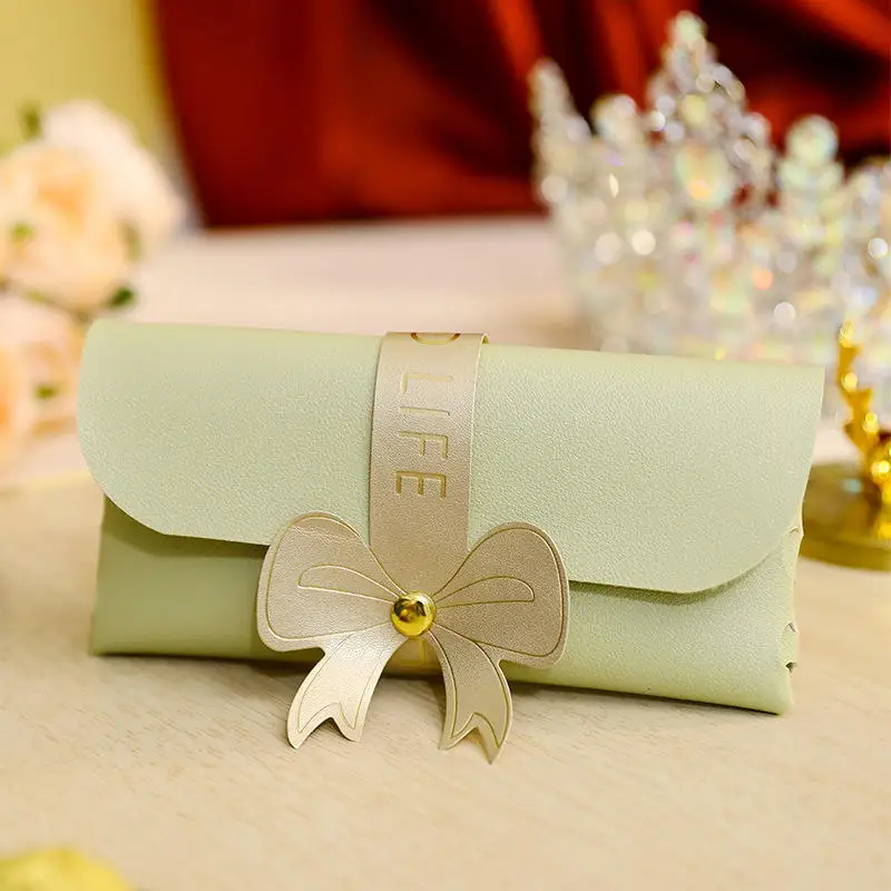 5Pcs PU Leather Gift Boxes Bag for Wedding Creative Foldable Exquisite Bowknot Candy Bags Gift Box Home Women's Glasses Bag