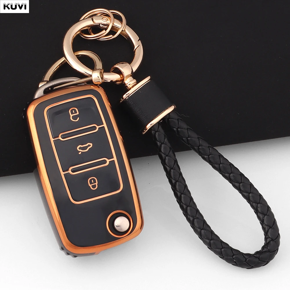 Pink TPU Car Flip Key Case Cover