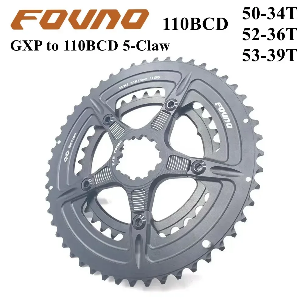 

FOVNO 110 BCD Road Bicycle Chainring 110bcd 5 Claw 50-34T 52-36T 53-39T Double Disc Chainwheel For GXP Folding Bike Chain Rings