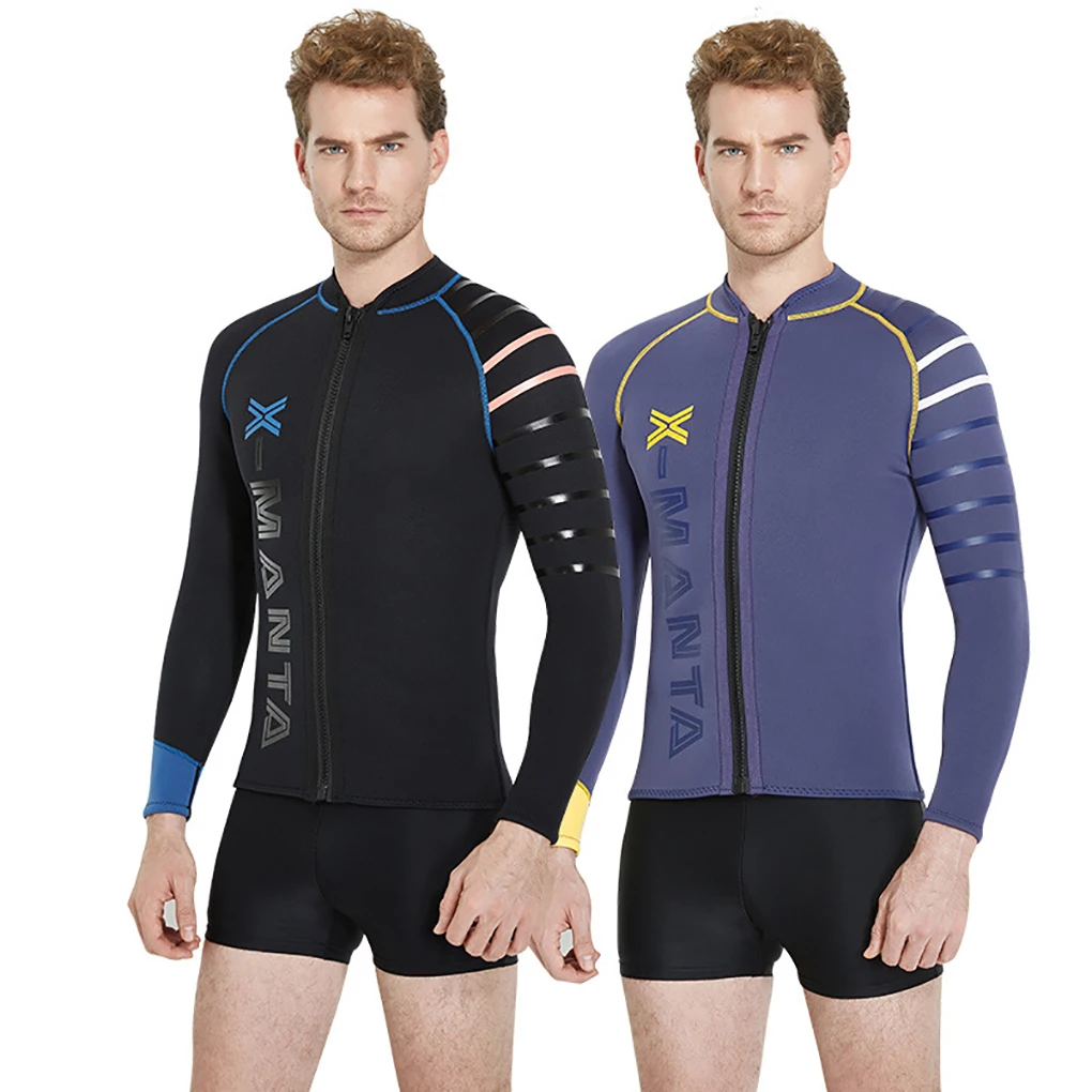 

3MM Wetsuit Top Thermal Wetsuits with Front Zipper Long Sleeve Surf Suit