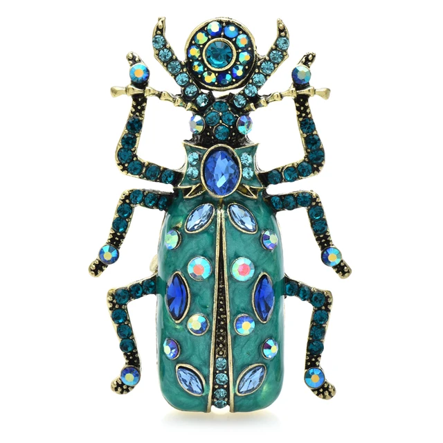 Wuli&baby Big Enamel Beetle Brooches For Women Unisex 4-color Rhinestone Lovely Insects Party Office Brooch Pins Gifts 2