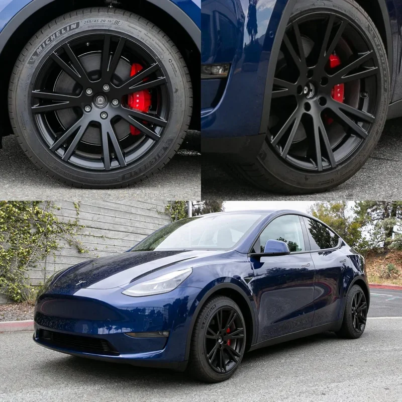 19-Inch Hub Caps fits-Model Y, Replacement Wheel Covers (Set of 4, Matte Black)