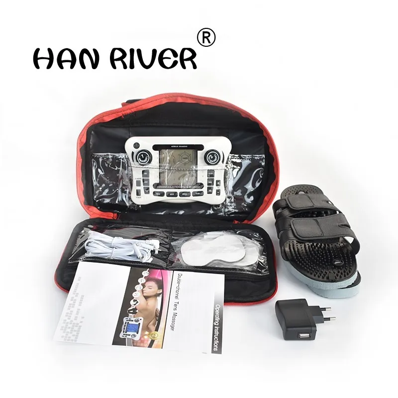 HANRIVER /Dual channel output TENS EMS pain relief/Electrical nerve muscle stimulator/Digital therapy massager/Physiotherapy