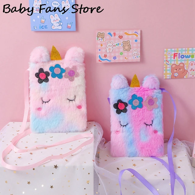 Rainbow Unicorn Kindergarten Bags Lotila Messenger Bag Kawaii Plush Dolls Shoulder Purse Winter Cute Handbags Close Eyes Wallet 1