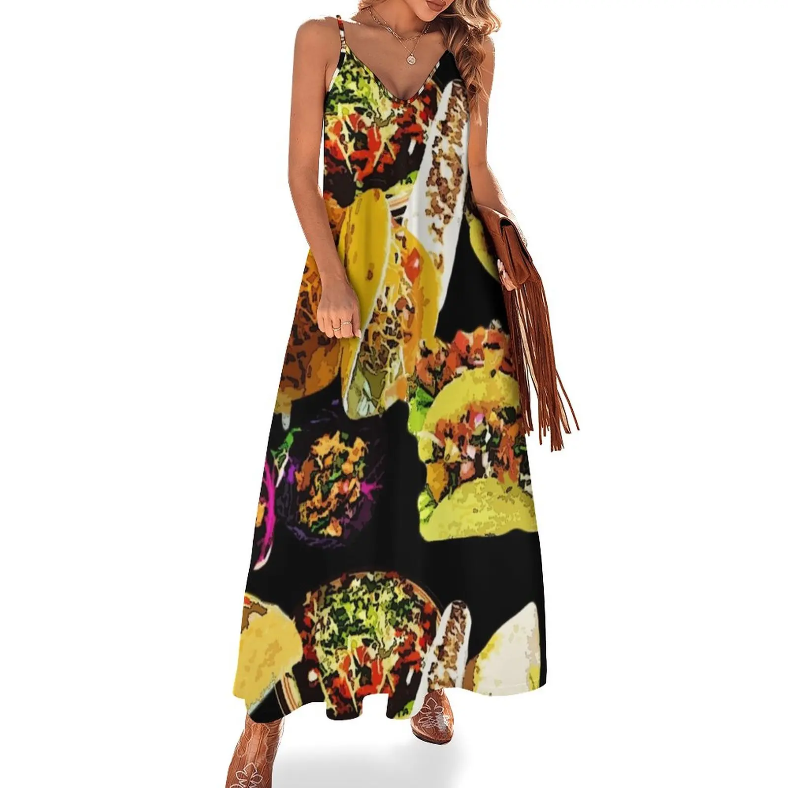 

Tacos Sleeveless Dress Woman clothing Prom gown clothes for women