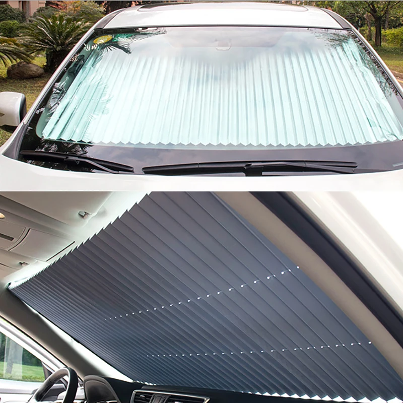 

Car Windshield Sunshade Curtain Retractable Set Front Rear Window Auto Sun Shade Protector UV Reflective Film Sun Visor Covers