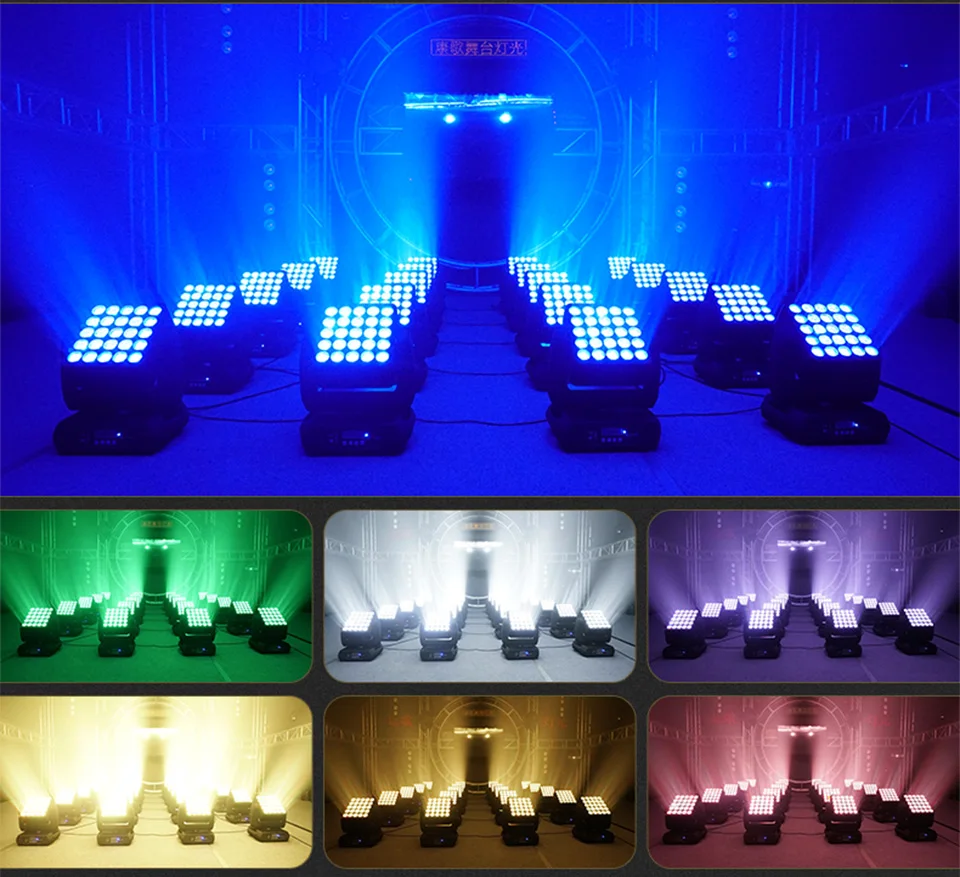 LED 25pcs Matrix Moving Head Light Stage Fixed Pattern Strobe Light 4in1 Concert