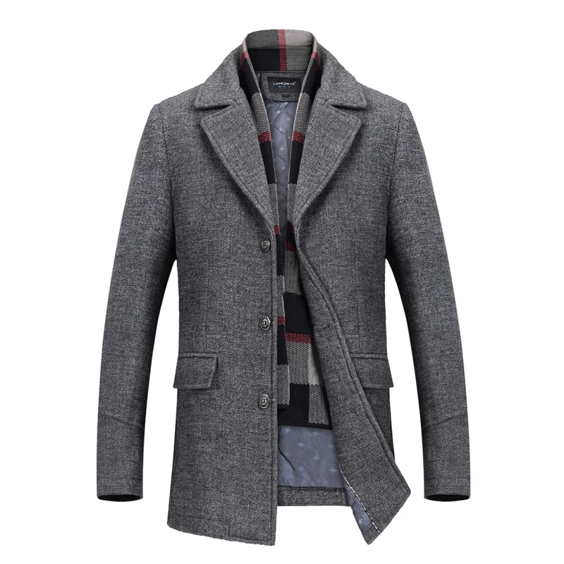 Brand clothing Men Wool Blend Coats Autumn Winter New Solid Color High Quality Woolen Jacket Luxurious Brand Clothing S-4XL