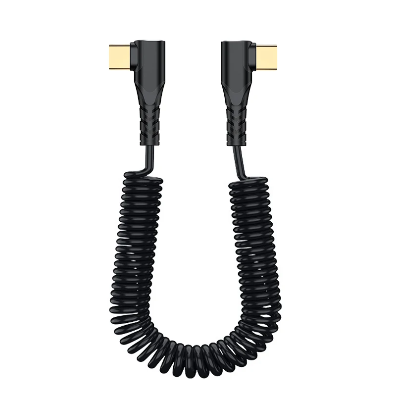 Right Angle Coiled USB C Fast Charging Cable