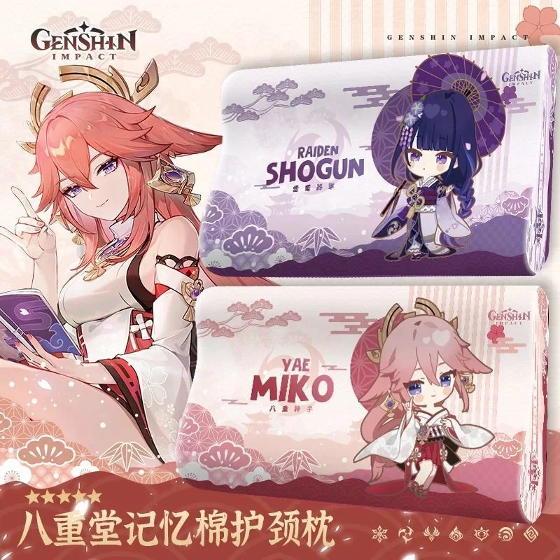 

Хлопковая Подушка с эффектом памяти Genshin Q Version, подушка для защиты шеи и сна Xiao Zhongli Hutao Ganyu Yae Miko нахида