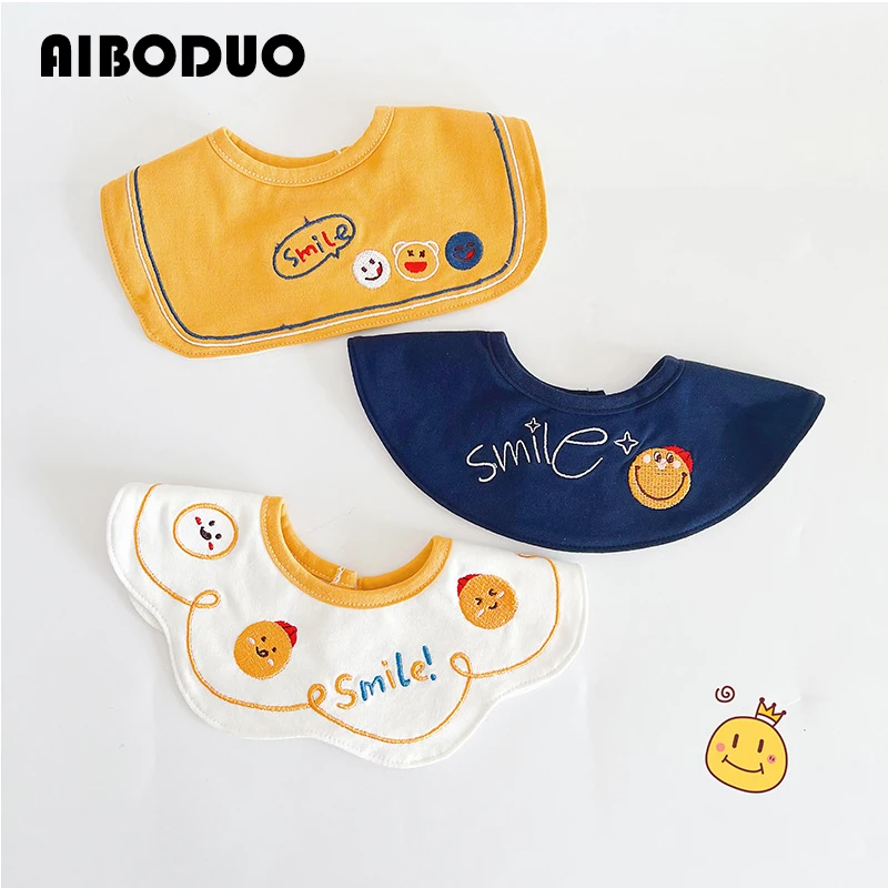 

Korean Style New Cotton Baby Bib Embroidered Bib Baby Sipe Towel Boy's and Girl's Sipe Waterproof
