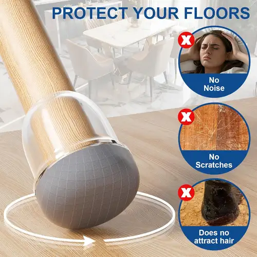 8PCS Round Chair Leg Protectors Silicone Dust and Hair Proof Chair Leg Caps for Rug Glides Easily for Hardwood Floors Prevents - Image 2