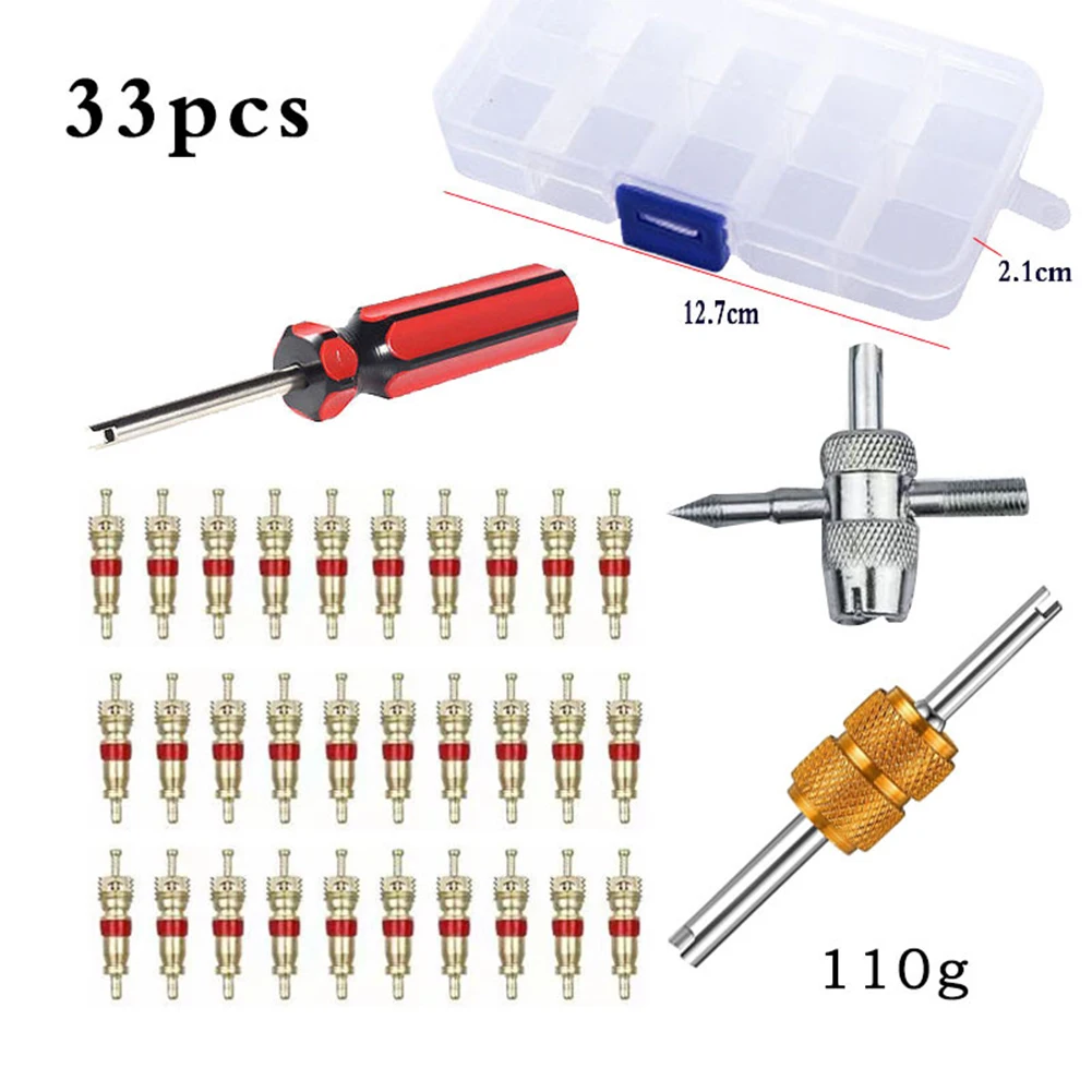 

Car Bicycle Slotted Handle Tire Valve Stem Core Remover Screwdriver Tire Repair Install Tool 33Pcs/set Tire Repair Install Tool