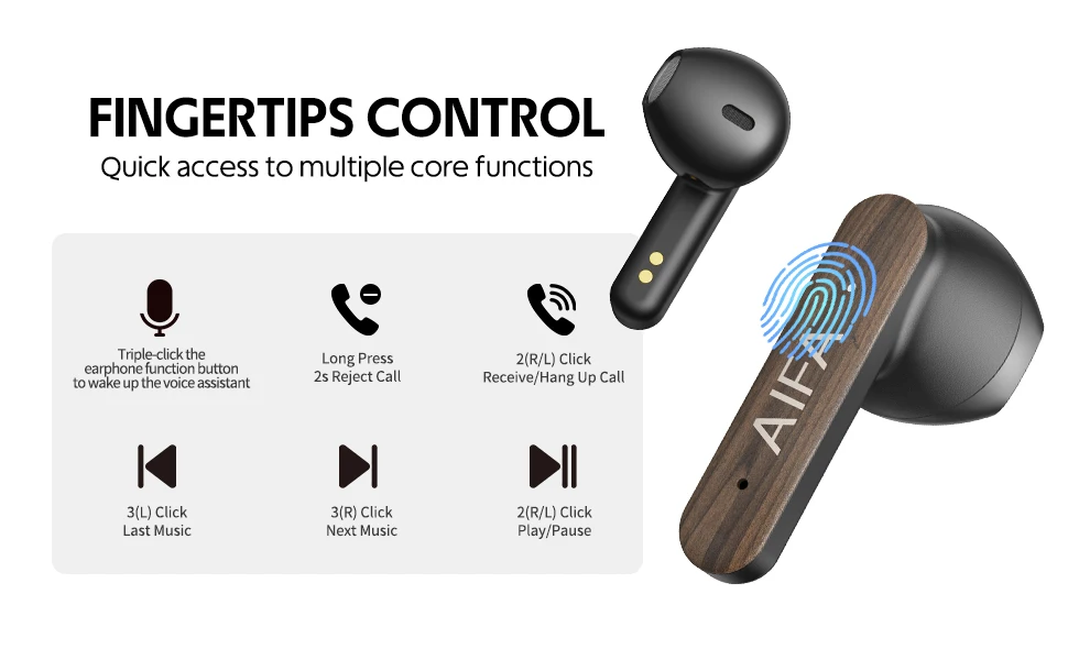 AIFA Wooden Bluetooth Earphone Wireless High Quality Noise Canceling 5.3 Microphone Leisure Games Bluetooth Headset For Calls