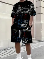 Ensemble décontracté homme respirant à manches courtes et short imprimé 3D pour l'extérieur, style urbain, deux pièces, vente chaude 2