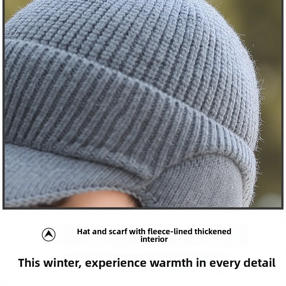 Fashion Ear Protection Men Knitted Cap Keep Warm Casual Beanies Hat Knit Wool Short Brim Ear Muff Hat for Men Women