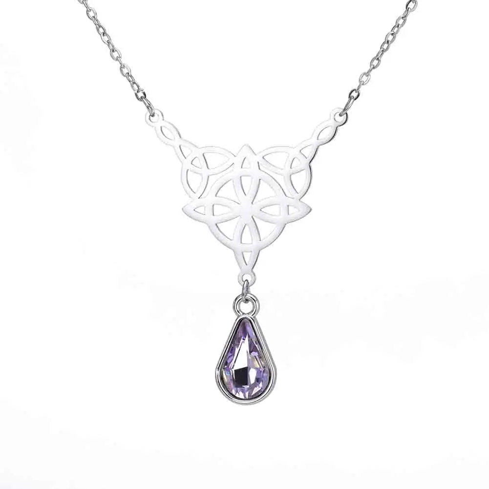 Collana con ciondolo in acciaio inossidabile con nodo di strega, nodo