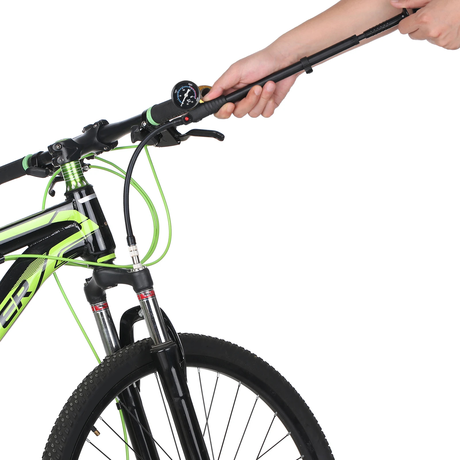 Pompe à Vélo Haute Pression 300psi Avec Jauge - Pour Fourche Et Suspension - Outil VTT
