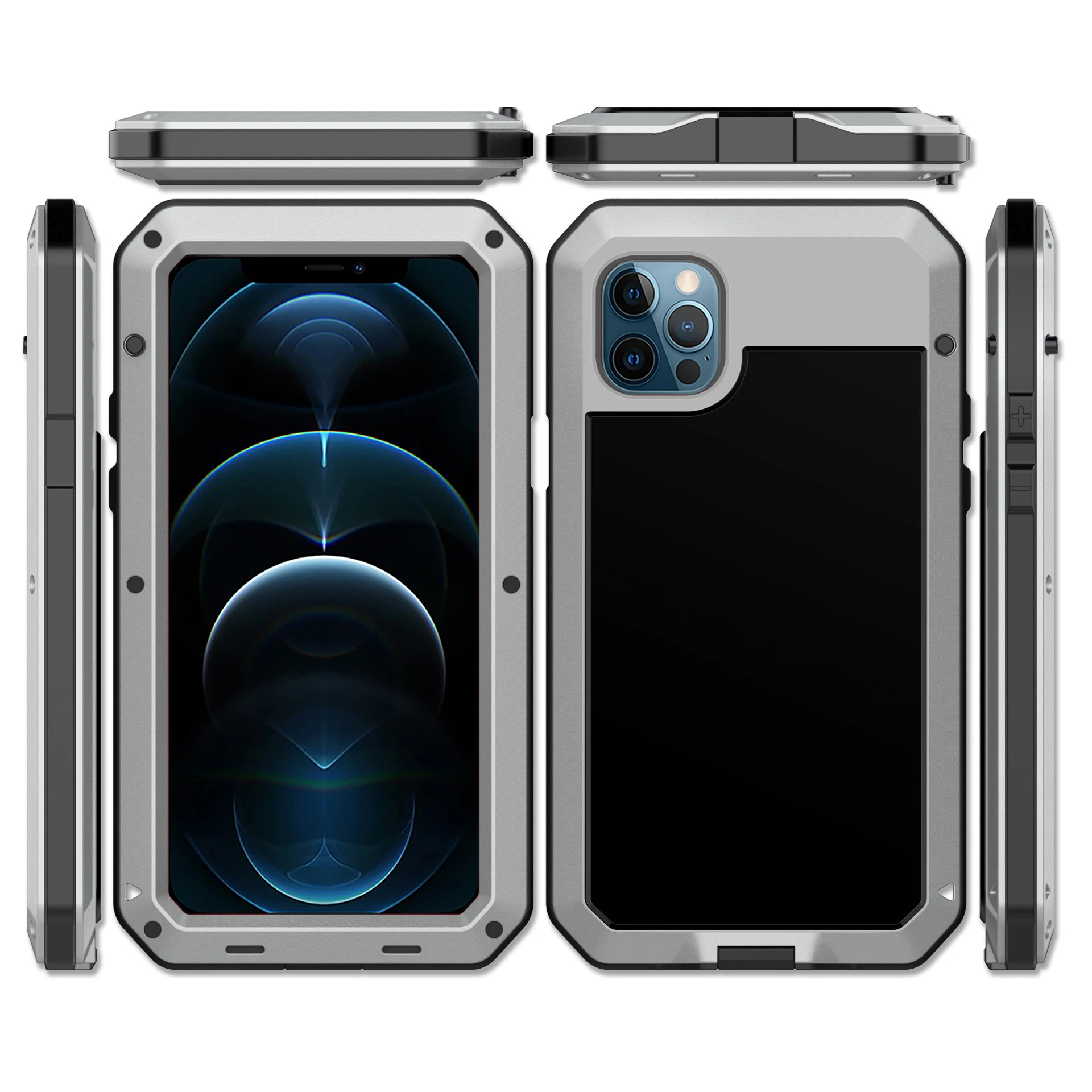 thumbnail image 1 of Funda protectora resistente Armor para iPhone 7 8 Plus XR X Xs 11 12 13 Pro Max 14 15 Plus SE SE2 360 cubierta a prueba de golpes con tanque de metal, 1 of 5