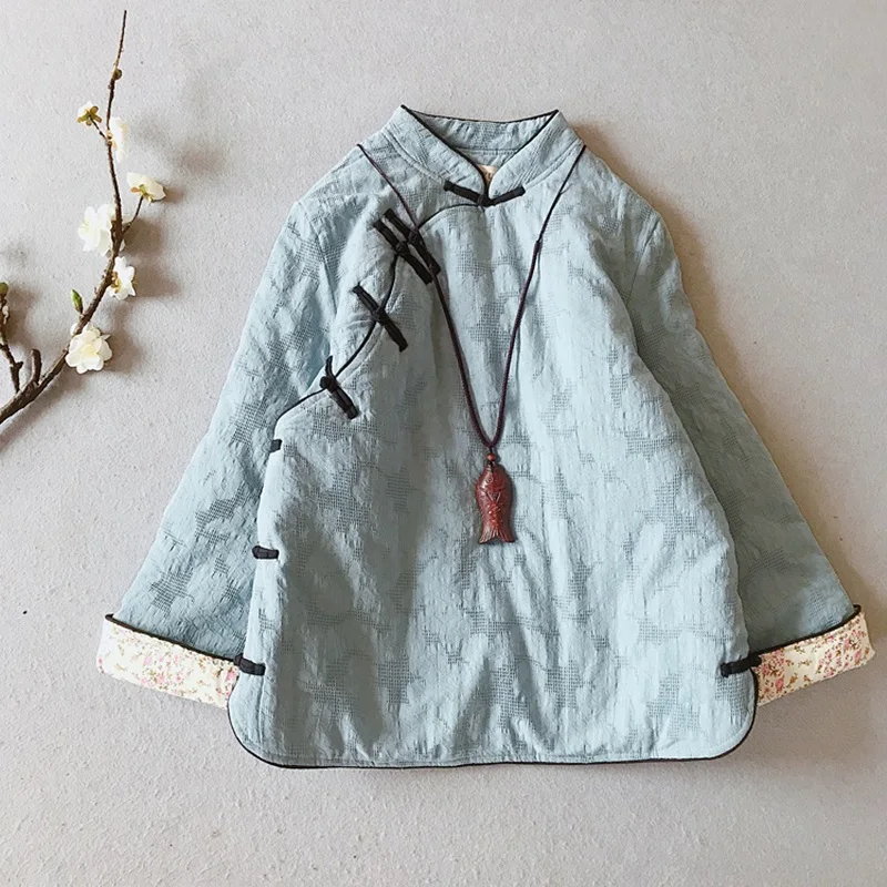 Traditional Chinese Clothing For Women Cotton Warm Coat Hanfu Female Retro Jacket Tang Suit Oriental Quilted Cheongsam Top 13027