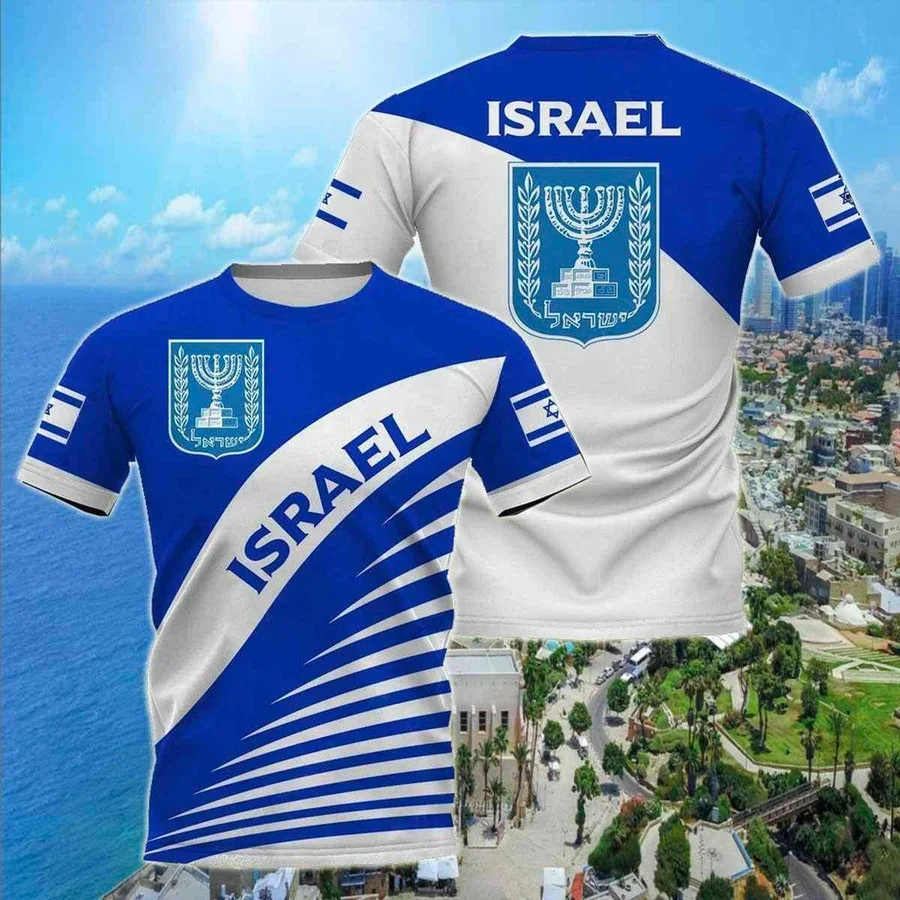 

Spring and Summer Israel Men's T-shirt 3D Printed Israelis Flag Tops Short Sleeve Shirt O-Neck Oversized Vintage Men's Clothing