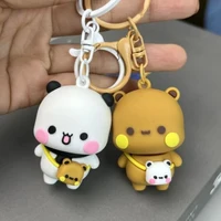 Panda Bubu and Yier Key Holder Charm Keychain Backpack Cute Cartoon Bear Doll Anime Key Ring Couple Jewelry Valentine's Day Gift 1