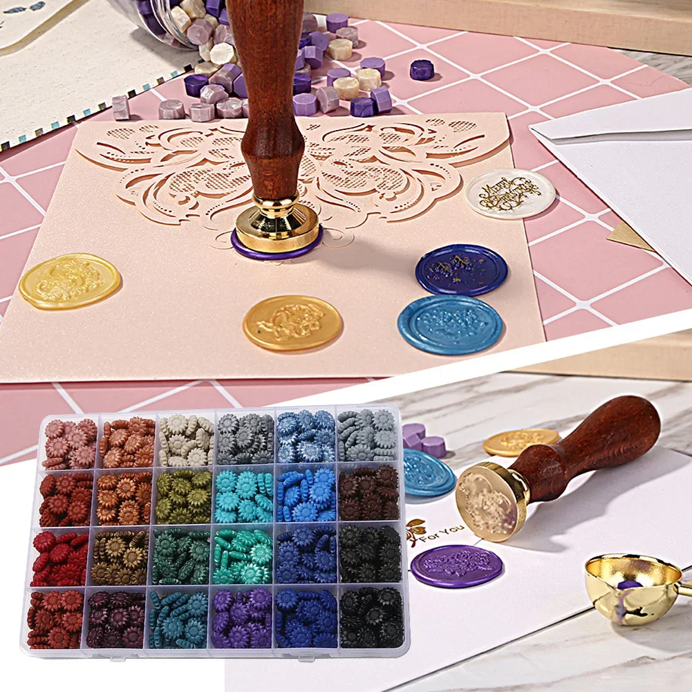 Sunflower Colorful Sealing Wax Seal Stamp Wax Beads Scrapbook Material Wedding Birthday Xmas Invitation Stamp Decor 250/600PCS sealing wax beads sealing wax beans wax seal beads