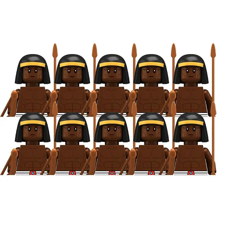 Bausteine mittelalter liche alte Ägypten Soldat Nubian Stamm Ziegel Militär montieren Moc Action figur Schild Waffen Kinderspiel zeug