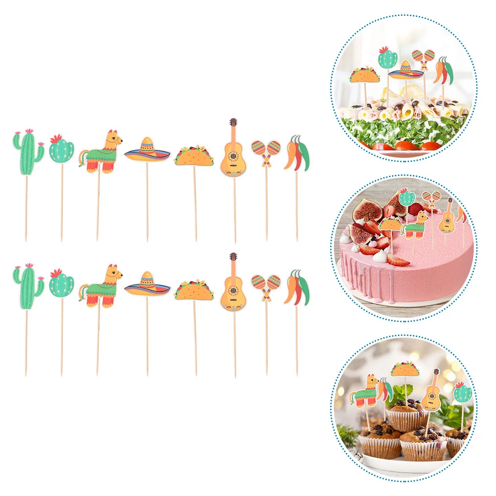 

16pcs Decorative Cupcake Picks Lovely Cake Decors Carnival Party Cake Insert Decor