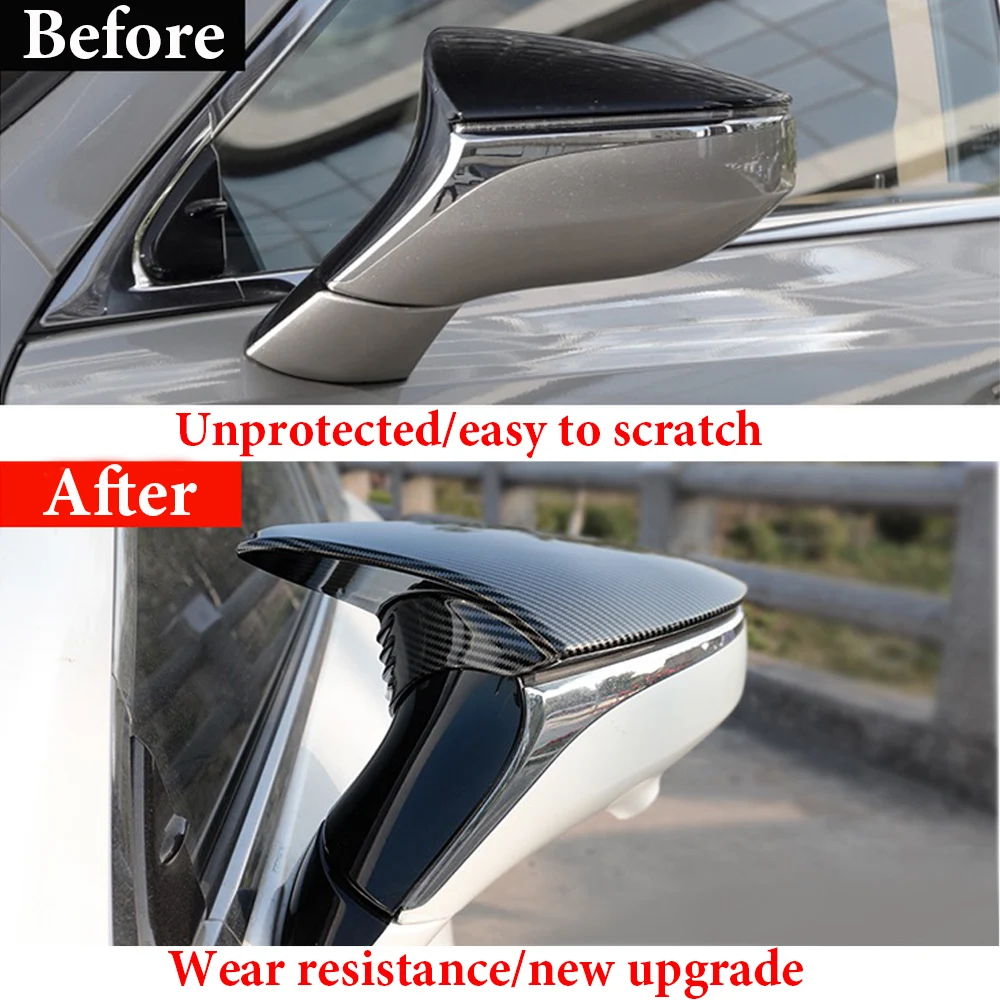 

2X Rear View Mirror Cover Ox Horn Side Rearview Shell ABS For Lexus ES200 260 300H 2018 2019 2020 2021 2022