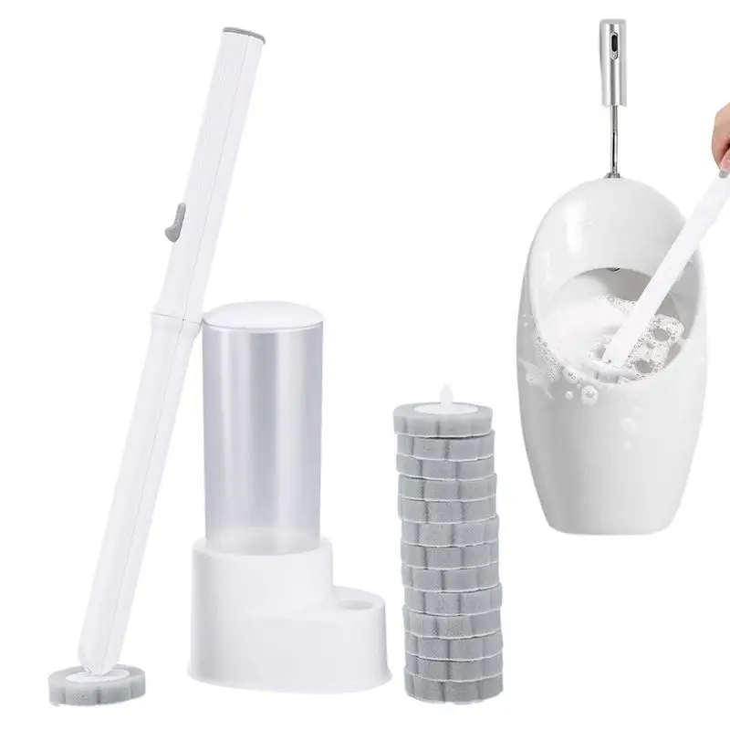 

Disposable Toilet Brush Cleaner With Long Handle Bathroom Cleaning Brush With Replaceable Brush Head Toilet Accessories