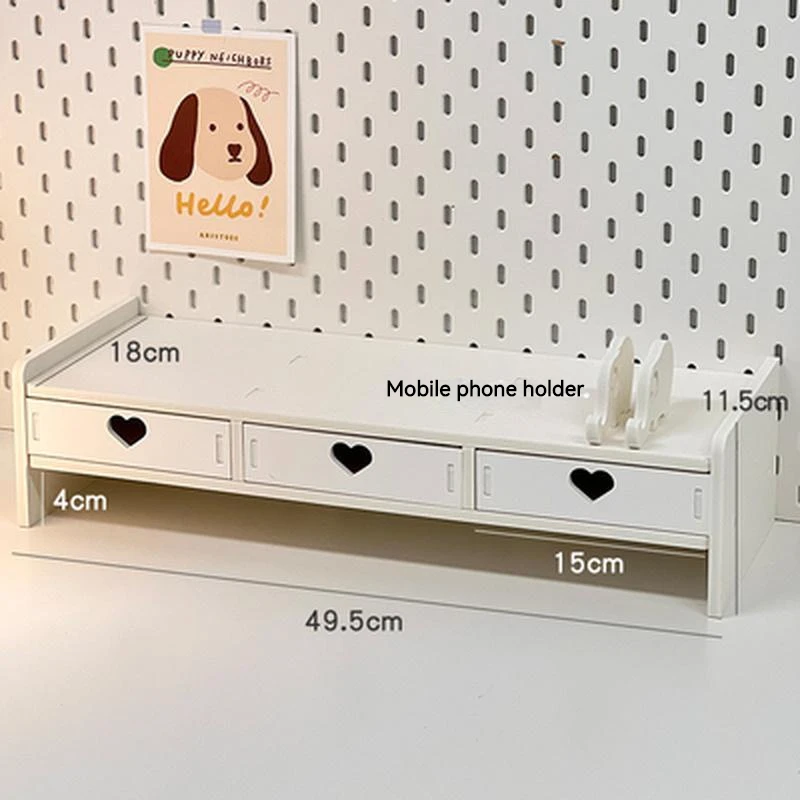 Desktop Elevated Rack With Drawers Simple Ins Wind Student Desk Computer Tablet Rack Stationery Storage Desktop Organizer storage tray office supplies set